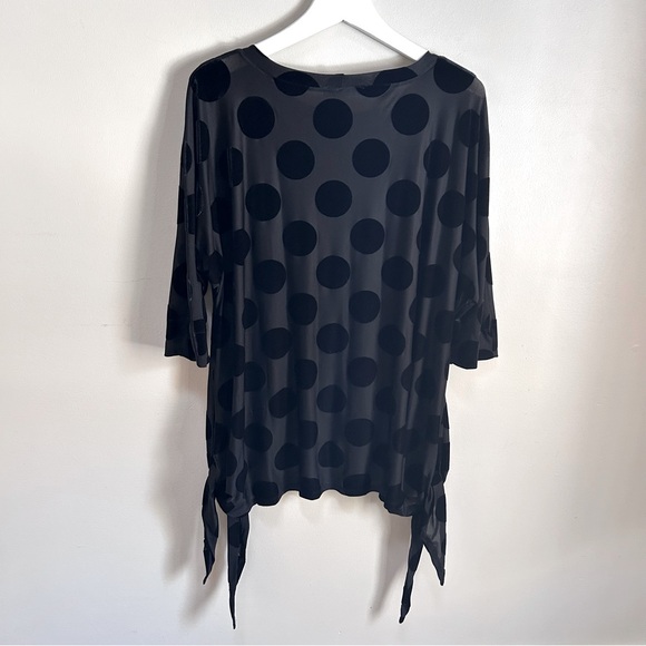 Alembika ~ Black Polka Dot Hi-Lo Semi-Sheer 3/4 Sleeve Tunic Top in Medium *flaw - Picture 8 of 16